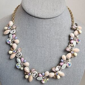 [J. Crew] Crystal Collage Floral Brûlée Collar Necklace ♡ Frosty Lilac Pastels